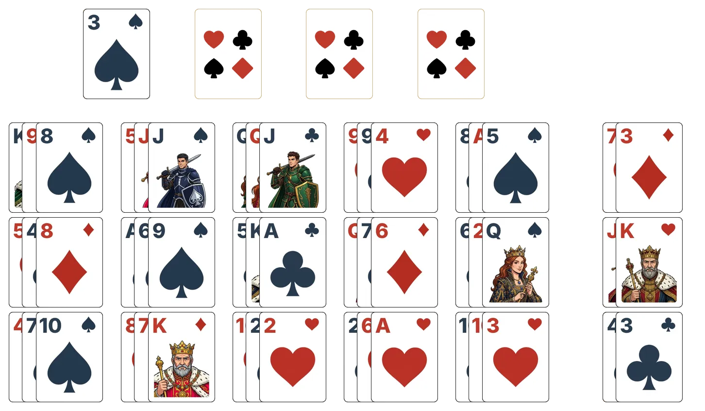 Bear River solitaire - opening position of the walkthrough