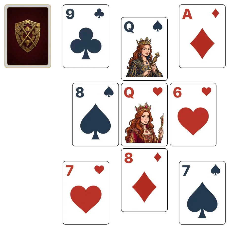 Corners solitaire - opening position of the walkthrough