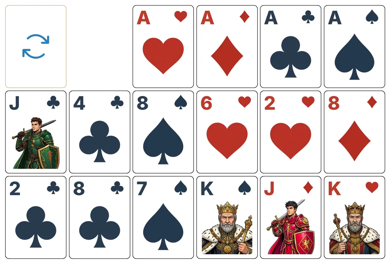 Cruel solitaire - opening position of the walkthrough