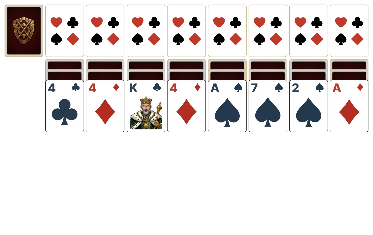 Easthaven (Double) (Kings Only) solitaire - opening position of the walkthrough