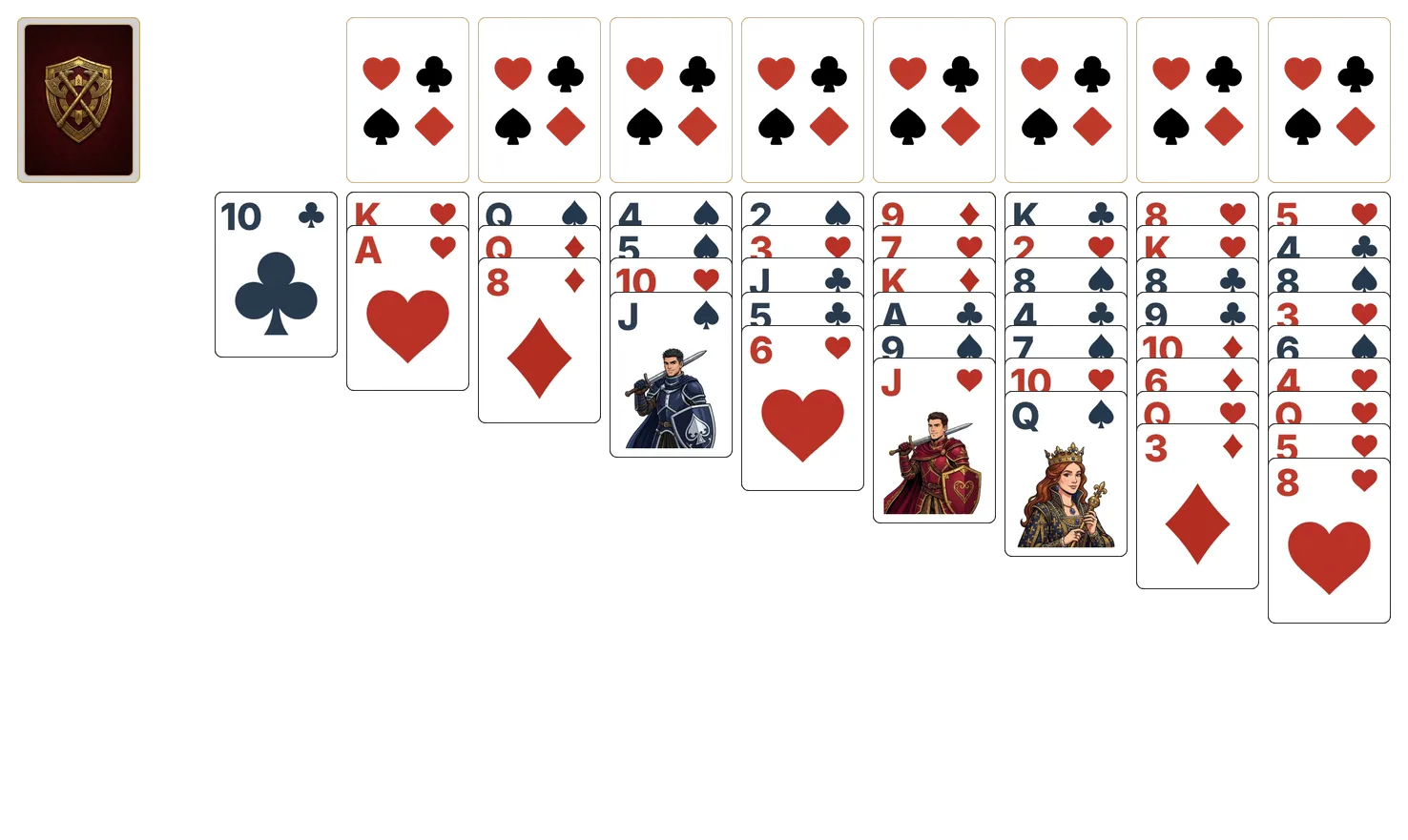 Klondike (Relaxed) (Double) (Turn 3) solitaire - opening position of the walkthrough
