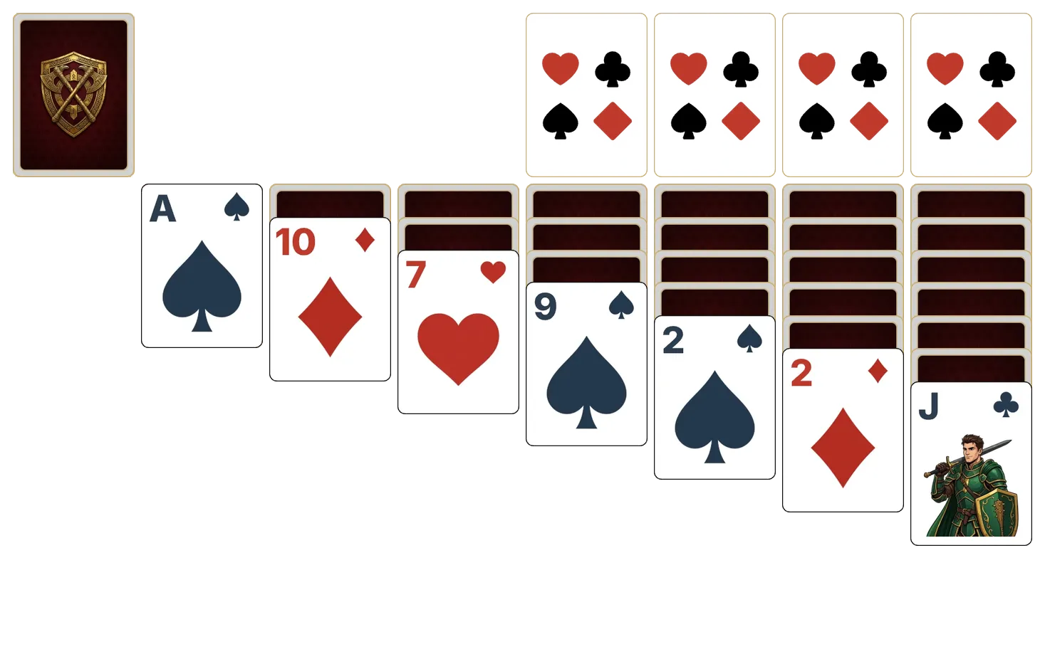 Klondike (Strict) (Turn 1) solitaire - opening position of the walkthrough