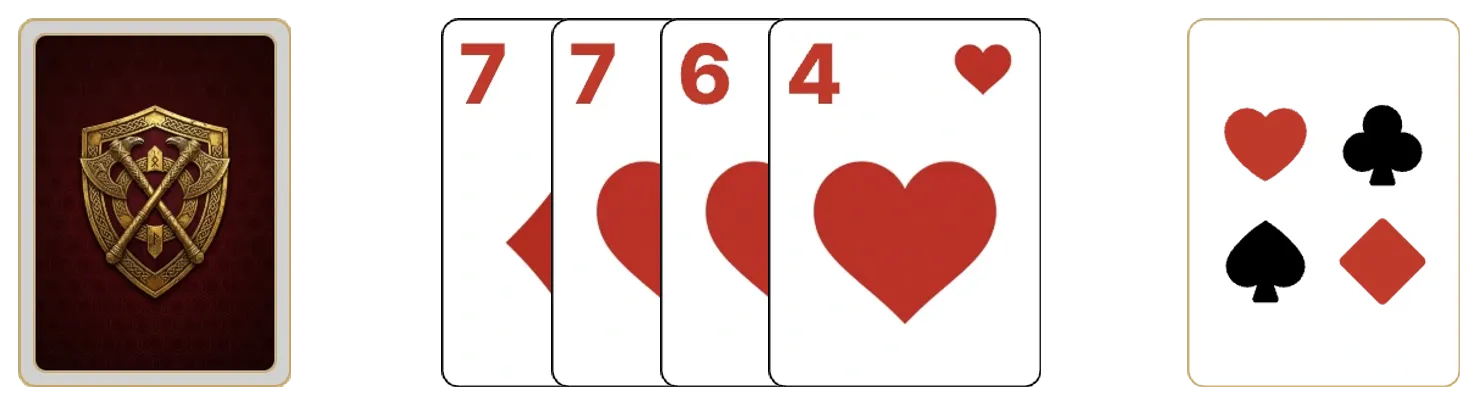 One Handed Solitaire solitaire - opening position of the walkthrough