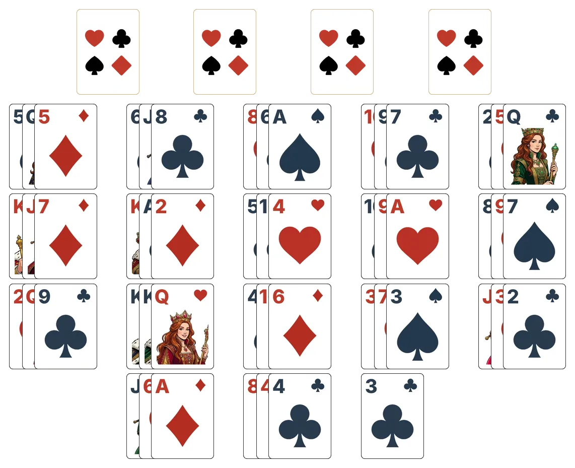 Shamrocks solitaire - opening position of the walkthrough