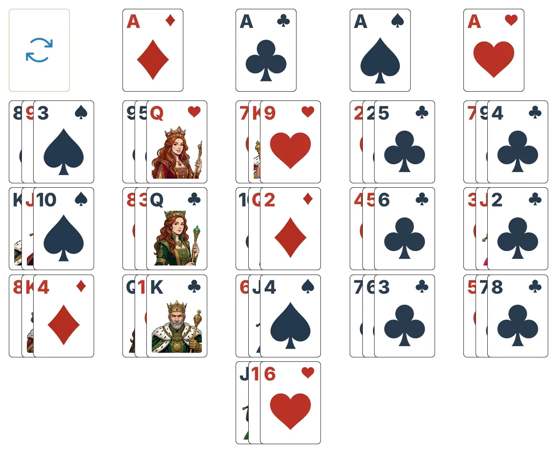Trefoil and a Draw solitaire - opening position of the walkthrough