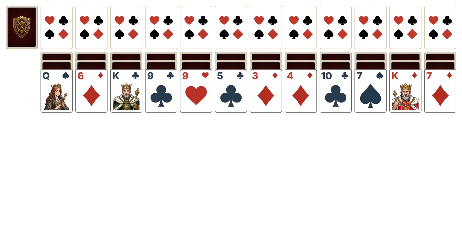 Easthaven (Triple) solitaire - opening position of the walkthrough