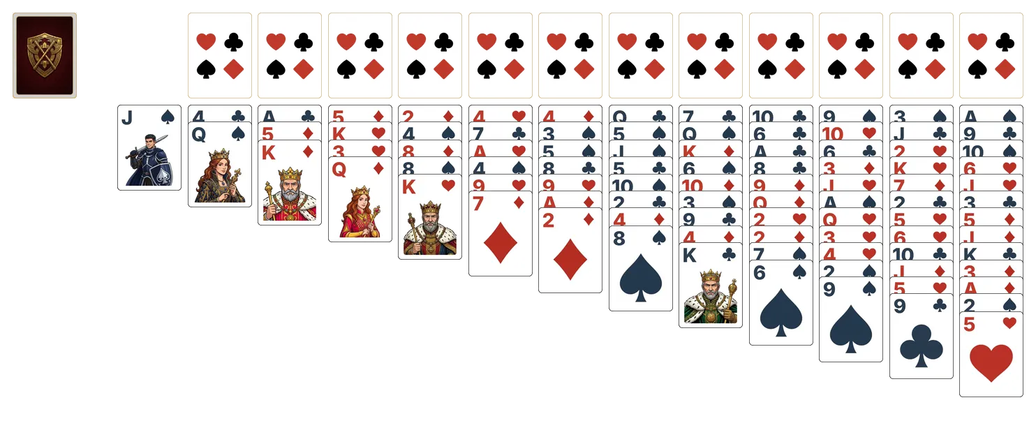 Klondike (Relaxed) (Triple) (Turn 1) solitaire - opening position of the walkthrough