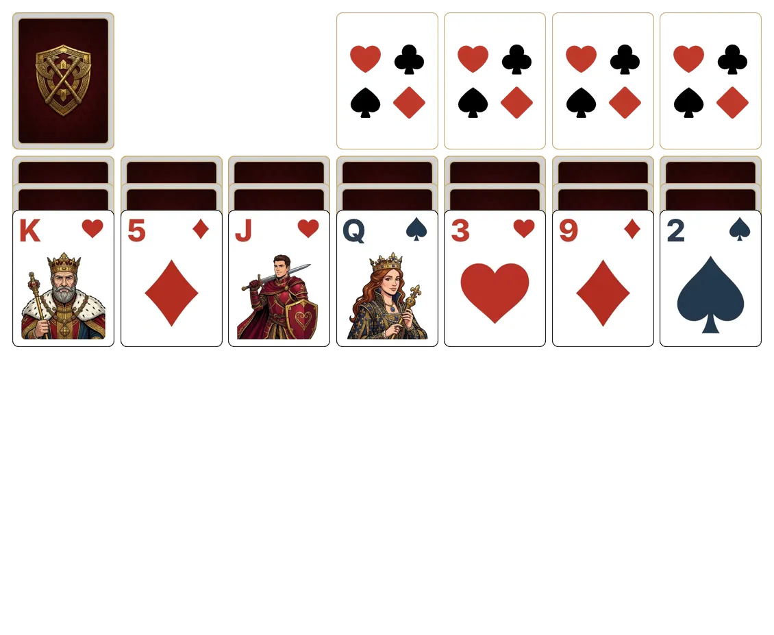 Will o' The Wisp solitaire - opening position of the walkthrough