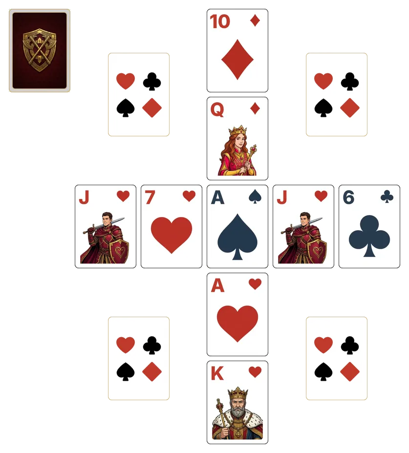 Windmill solitaire - opening position of the walkthrough